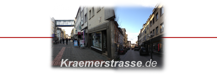Die Krämerstraße in der City Innenstadt von 63450 Hanau. Einkauf, Service, Dienstleistung